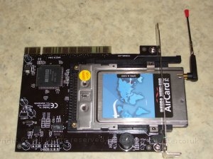 aircard750andpci.JPG - I uses and Aircard 750 for a GSM connection to the Internet. This is ideal for any thing including streaming music and tracking while mobile